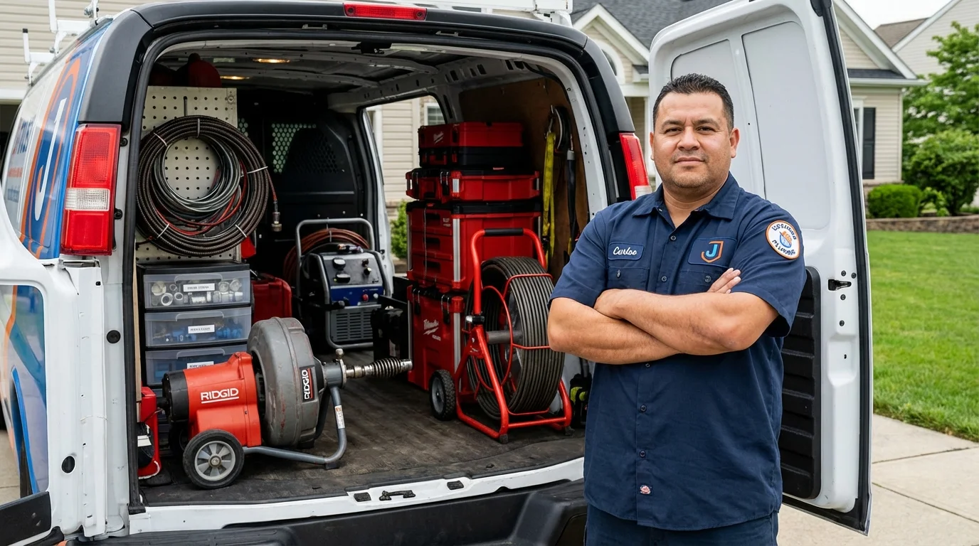 Professional drain cleaning equipment and Johns Plumbing LLC plumber in Fanwood