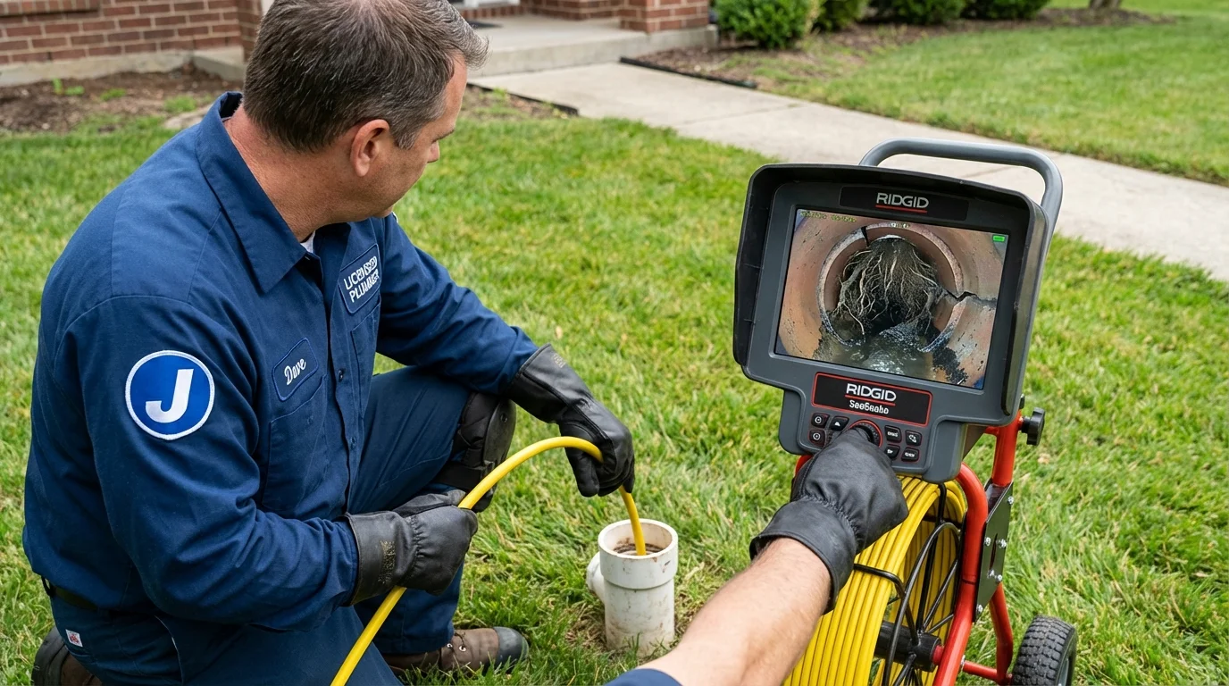 Sewer camera inspection being performed by Johns Plumbing LLC in Fanwood
